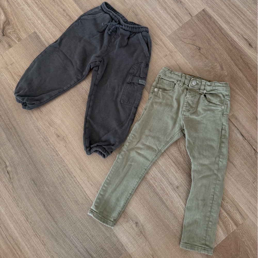 Zara Kids Olive Jeans and Gray Joggers Bundle